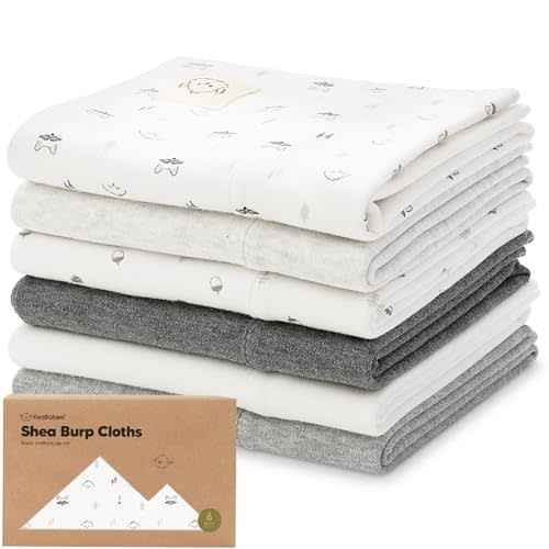 6-Pack Organic Burp Cloths Baby Girl, Boy - Large Baby Burp Cloths, Burping Cloths for Babies, Boys, Girls, Cotton Burp Cloth, Spit Up Burp Rags, Newborn Burp Clothes, Burp Cloths Neutral (Neutrals)
