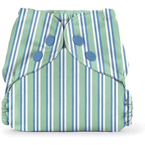 Esembly Cloth Diaper Cover - Reusable Swim Diaper, Waterproof, Breathable - Adjustable Outer Layer Over Absorbent Inner for Blowout Protection - Sunday Stripe, Size 1 (7-17lbs)