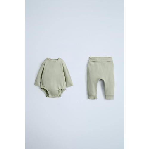 RIB BODYSUIT AND LEGGINGS PACK - Light green | ZARA United States