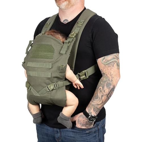 TBG - Mens Tactical Baby Carrier for Infants and Toddlers 8-33 lbs - Compact (Ranger Green)