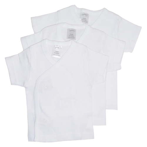 Bambini 3-Pack White Side Snap Short Sleeve Infant T-Shirt for Newborns, Unisex