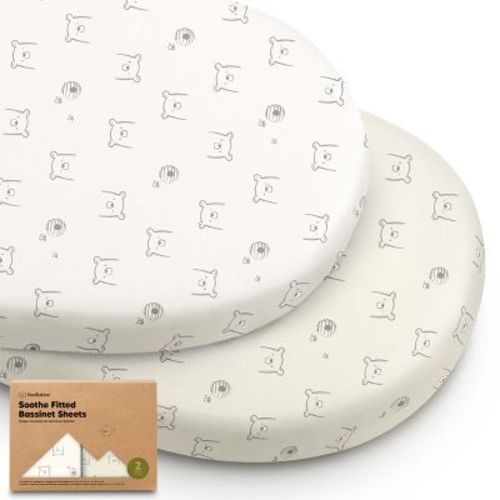 KeaBabies Organic Bassinet Sheet for Baby Girls, Boys, 2-Pack Soothe Bassinet Fitted Sheets, Bedside Bassinet Mattress Sheet (Pecan)