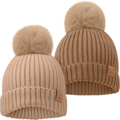 KeaBabies 2pk Baby Hats, Baby Beanies, Newborn Hats for Baby Girls, Boys, Baby Winter Hat, 0-36 Months Infant Hat (Dune)