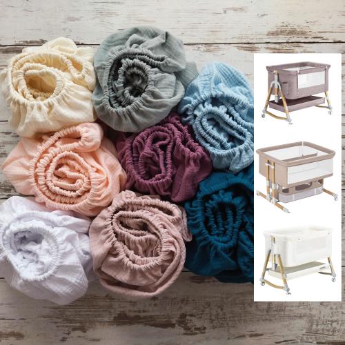 Harppa Bassinet Fitted Sheet, Organic Muslin Bassinet Sheets, Cotton Baby Bedside Crib Sheet, Twins Bassinet Baby Sheets