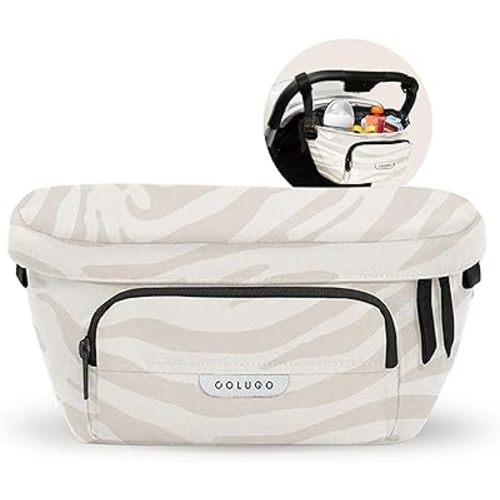 Colugo On-The-Go Stroller Organizer Insert with Zipper, Caddy with Cup Holder, Stroller Accessories for Parents specially designed to fit to your stroller with Non Slip Straps (Dune Zebra)