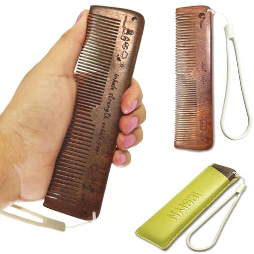 ICGIYN Wooden Hair Comb For Labor Pain, Natural Relief of Pregnancy Contraction, Birthing Comb with Cute Designs, Leather Cover, For Women Pregnant Mothers