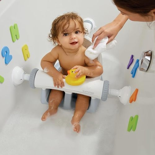 Summer by Ingenuity My Bath Seat for Sit-Up Baby Bathing, Sure & Secure Suction Cups, ASTM Safety Tested & Approved, Backrest for Assisted Sitting, Easy Setup & Storage, Gray