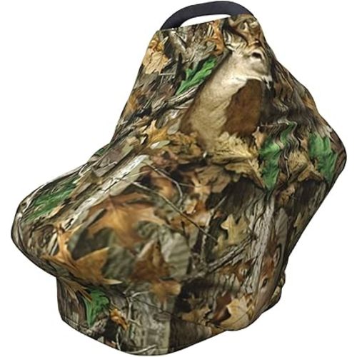 Original Nursing Cover 5-in-1,Camo Deer Camouflage Hunting Baby Car Seat,Stroller Canopy for Breastfeeding Privacy