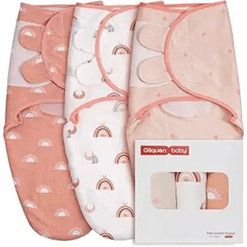 GLLQUEN BABY Swaddles for Newborns Organic Cotton, Soft Baby Girl Swaddles 0-3 Months, Womb-Like Sleep Sack Wrap Nursery Swaddling Blankets Rainbow & Sunshine