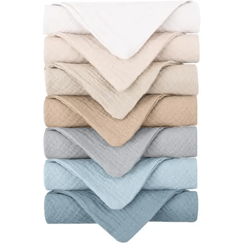 Konssy 7 Pack Face Cloths, Soft Wash Cloth for Washing Face, Cotton Face Cloth for Sensitive Skin Women Facial Makeup Remover Reusable Absorbent Washcloths （11 x 11 Inch）