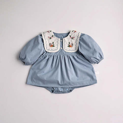 Flower Embroidery Collar Dress – August + Willow