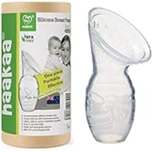 haakaa Manual Breast Pump for Breastfeeding, Silicone, Clear 4oz/100ml