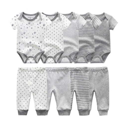 Falianni Baby Boy Girl Cotton Short Sleeve Bodysuit and Pants Gift Set, 9-Piece, Size:0-12M