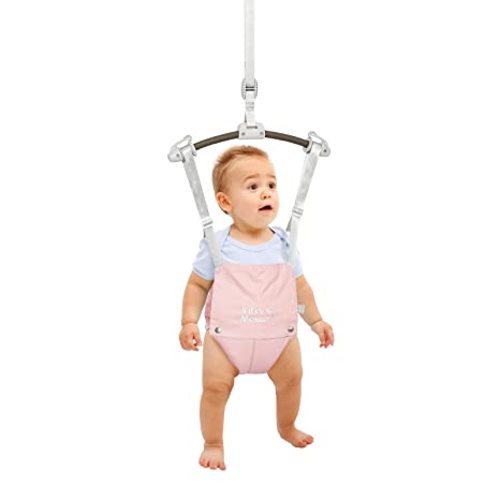 Infant Master Doorway Jumper, Durable Bumper Jumper w/Adjustable Height, Funny Baby Doorway Swing Bouncer w/Seat Bag, Popular Gift for Infant & Toddler, Portable and Free Installation, Pink