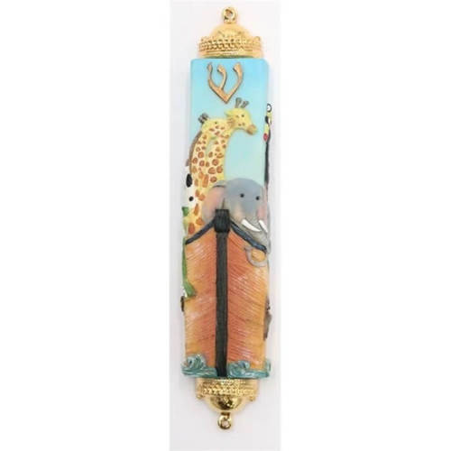 Noah's Ark Mezuzah Case & Scroll