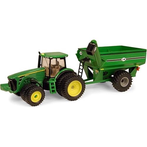 ERTL John Deere Tractor Toy with J&M Grain Cart - 1:64 Scale - Farm and Construction Toys - Authentic Die-Cast John Deere Tractor Toys - 8 Years and Up
