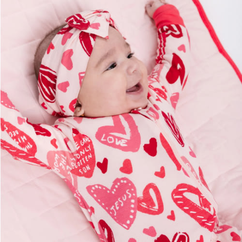 John 3:16 Pink PJ Footed Onesie Bamboo – Holy Pals