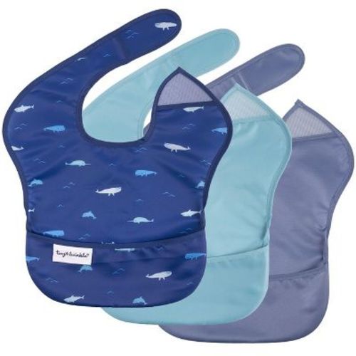 Tiny Twinkle Mess-Proof and Waterproof Baby Food Bib for Boys or Girls, Machine Washable and BPA-Free w/Adjustable Closure (3-Pack, Dinosaur Set)