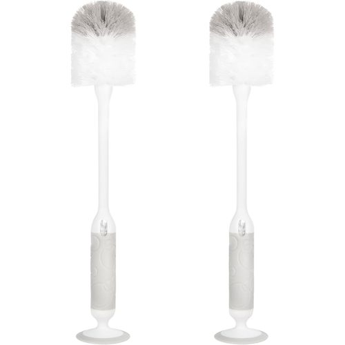 Ubbi Deluxe Baby Bottle Brush Set, Bottle Brush and Nipple Brush with Suction Cup, Baby Cleaning Essentials, Set of 2, Gray