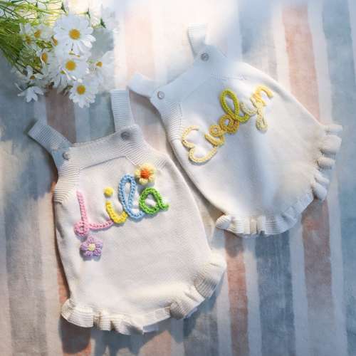 Baby Girl Personalized Romper, Bubble Romper Birthday Outfit, Embroidered Name Baby Romper, Baby Summer Outfit, Baby Gifts, Gift for Girls