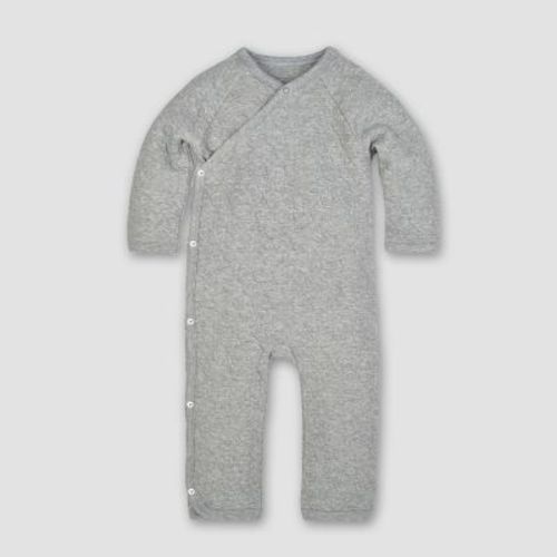 Burt's Bees Baby® Baby Organic Cotton Quilted Bee Wrap Front Jumpsuit - Heather Gray 3-6m
