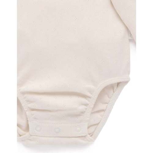 Ruffle Pointelle Bodysuit Cloud - Purebaby | Maisonette