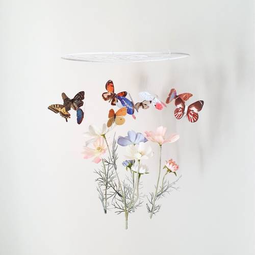 Wildflower and Butterfly Mobile, Wildflower Baby Mobile, Butterfly Mobile Nursery, Flower Mobile, Floral Mobile, Butterfly Nursery Decor