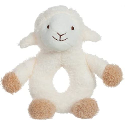 Apricot Lamb Baby Lovey Lamb Soft Rattle Toy, Plush Stuffed Animal for Newborn Soft Hand Grip Shaker Over 0 Months (Cream Lamb, 6 Inches)