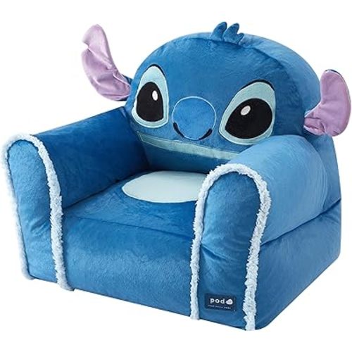 Idea Nuova Disney Stitch Figural Soft and Comfortable Structured Bean Bag Sofa Chair for Kids with Armrests,Ages 3+