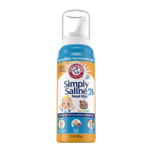Arm & Hammer Simply Saline Jr. Nasal Mist 3.1oz, CoComelon, Drug-Free Newborn Safe, 1-Count