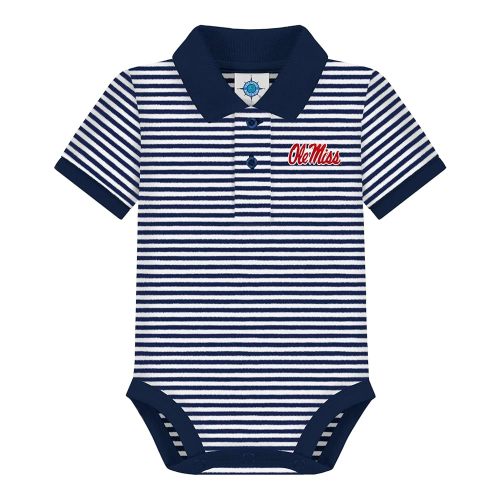 Creative Knitwear College Baby Striped Polo Bodysuit - Team Logo, Multiple Colors, for Boys & Girls (0-12 Months)