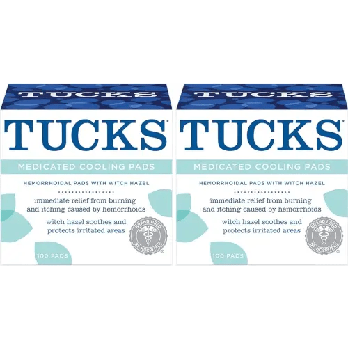 Tucks Medicated Hemorrhoid Cooling Pads. 100 Pads Each (Pack of 2)