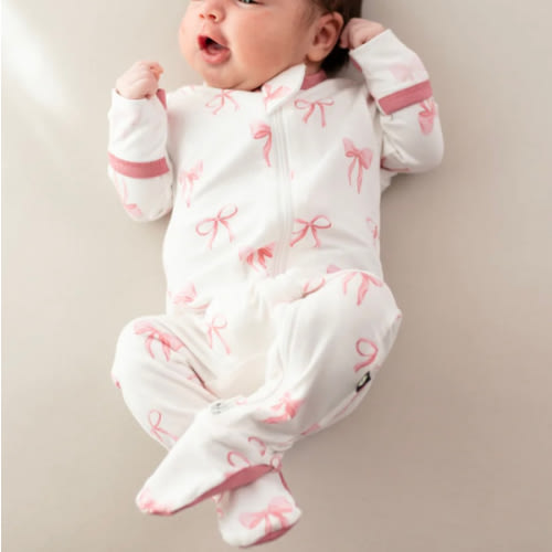 Zippered Footie in Bow