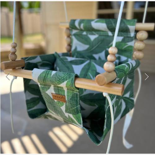 Tropical Leaf Outdoor Baby Swing – High Back Design – Sweet Swinging