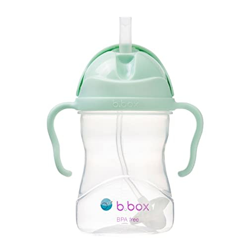 b.box Sippy Cup with Weighted Straw. Drink from any Angle, Leak Proof, Spill Proof, Easy Grip. BPA Free, Dishwasher Safe. For Babies 6m+ to Toddlers (Pistachio, 8oz)