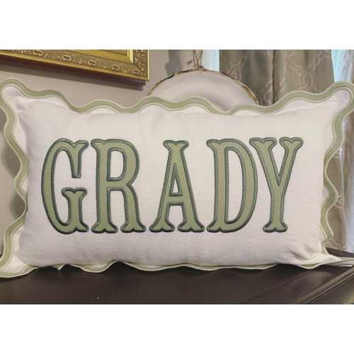 12x 20 Applique Name Pillow, Personalized Scallop Pillow, Personalized Pillow, Monogram Scallop Pillow, Custom Nursery Pillow, Dorm Pillow