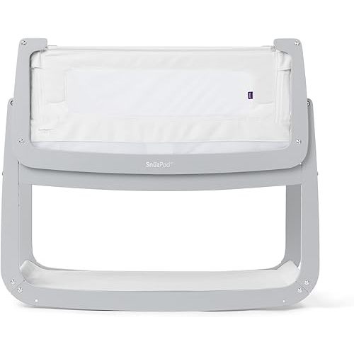 SnuzPod 4 Rocking Baby Bassinet Bedside Sleeper - Lightweight, Portable Bedside Bassinet, Lift Off Crib, Zip Down Wall, 3D Breathable Mattress, 6 Height Settings and Comfort Incline Mode, Dove