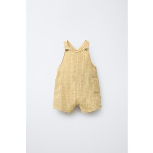 SHORT TEXTURED BIB OVERALLS - Ocher | ZARA United States