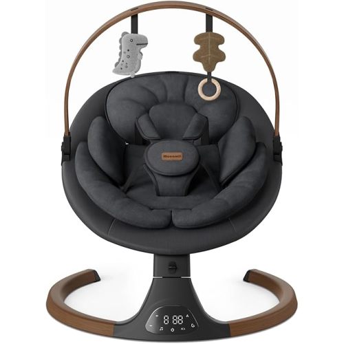 Baby Swings for Infants, Monamii Baby Swing, Bluetooth Infant Swing with Music Speaker, 5 Speeds and Remote Control, Electric Swing for Baby, Portable Baby Swing, Indoor & Outdoor Use (Black)