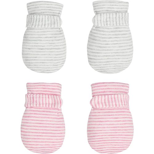 Newborn Baby No Scratch Mittens Stay On, 100% Cotton Breathable, Adjustable Infant Gloves for Baby Boys Girls Mittens