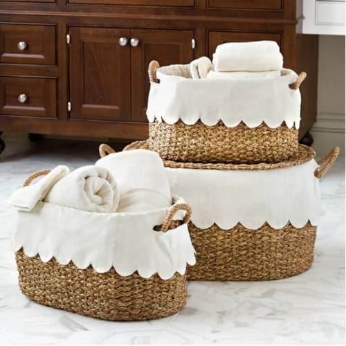 Wicker Stacking Storage Baskets - Set of 3