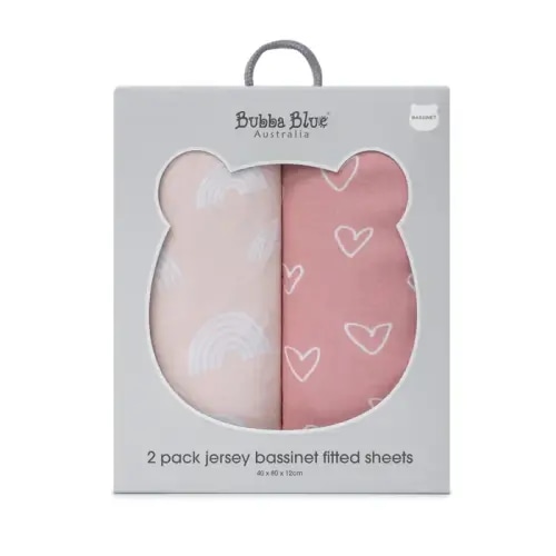 Bubba Blue Nordic 2 Pack Jersey Bass Fitted Sheet Pink/Rose | Baby Bunting AU