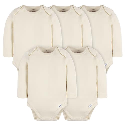 Gerber Unisex Baby Long Sleeve Solid Onesies Multi-Pack Interlock 180 Gsm