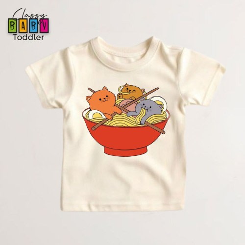 Cute Ramen Cat Toddler Shirt, Ramen Kids Shirt, Cat Eating Ramen Youth Shirt, Cat Baby Bodysuit, Gift for Cat Mom, Noodles Gifts