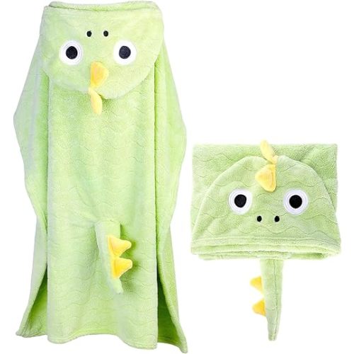 Baby Hooded Towel, Soft Organic Hooded Bath Towels Absorbent Baby Bath Towel 31'' x 31'', Baby Shower Towel for Newborns, Toddler, Infant (Dinosaur)
