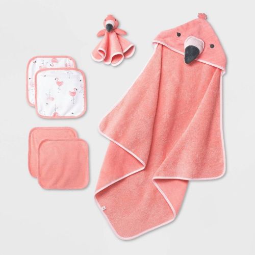 Baby 6pk Bath Towel Gift Bundle - Cloud Island™ Coral Pink