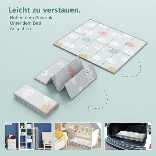 UANLAUO Foldable Baby Play Mat, Extra Large Waterproof Activity Playmats for Babies,Toddlers, Infants, Play & Tummy Time, Foam Baby Mat for Floor with Travel Bag (Cloud(71x59x0.4inch))
