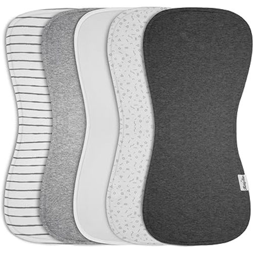 5-Pack 21”x10” Burp Cloths for Boys & Girls - Absorbent Organic Cotton Burp Cloth for Burping, Spit-up, Drooling, Baby Wipe
