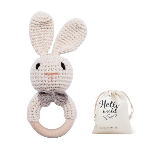 Crochet Baby Rattle, Baby Shaker Toy, Baby Rattles 0-6 Months, Handmade Newborn Toys, Easter Bunny Rattle, Animal Baby Rattle,Knitted Stuffed Animals Gifts for Boys and girs Bunny Rattle