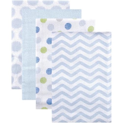 Luvable Friends Unisex Baby Cotton Flannel Receiving Blankets, Blue Dots 4-Pack, One Size